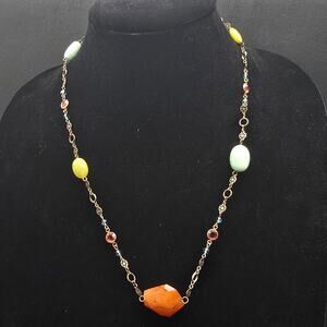 Liz Palacios SF Multicolor Beaded Necklace Bronze Tone Colorful